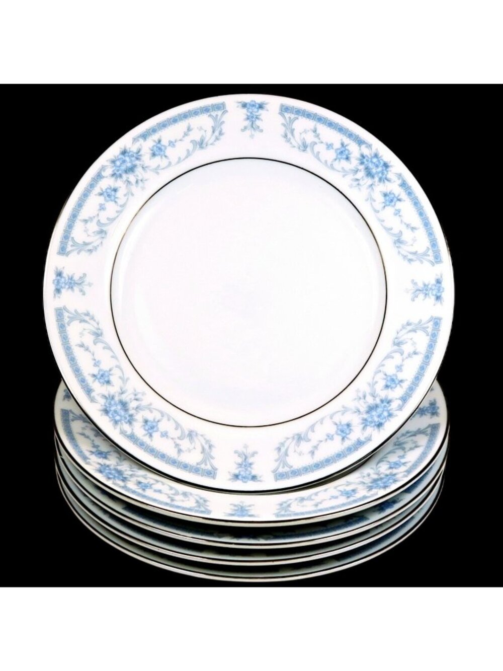 Sheffield Blue Whisper Bread & Butter Plates (Set of 5) Vintage Porcelain Japan